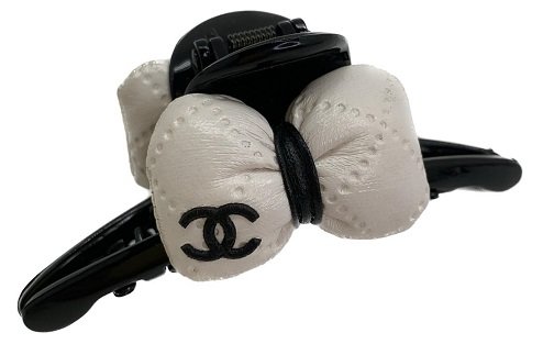 Chanel Leather Bow White Краб для волос