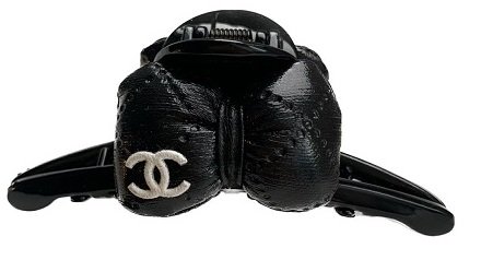 Chanel Leather Bow Black Краб для волос